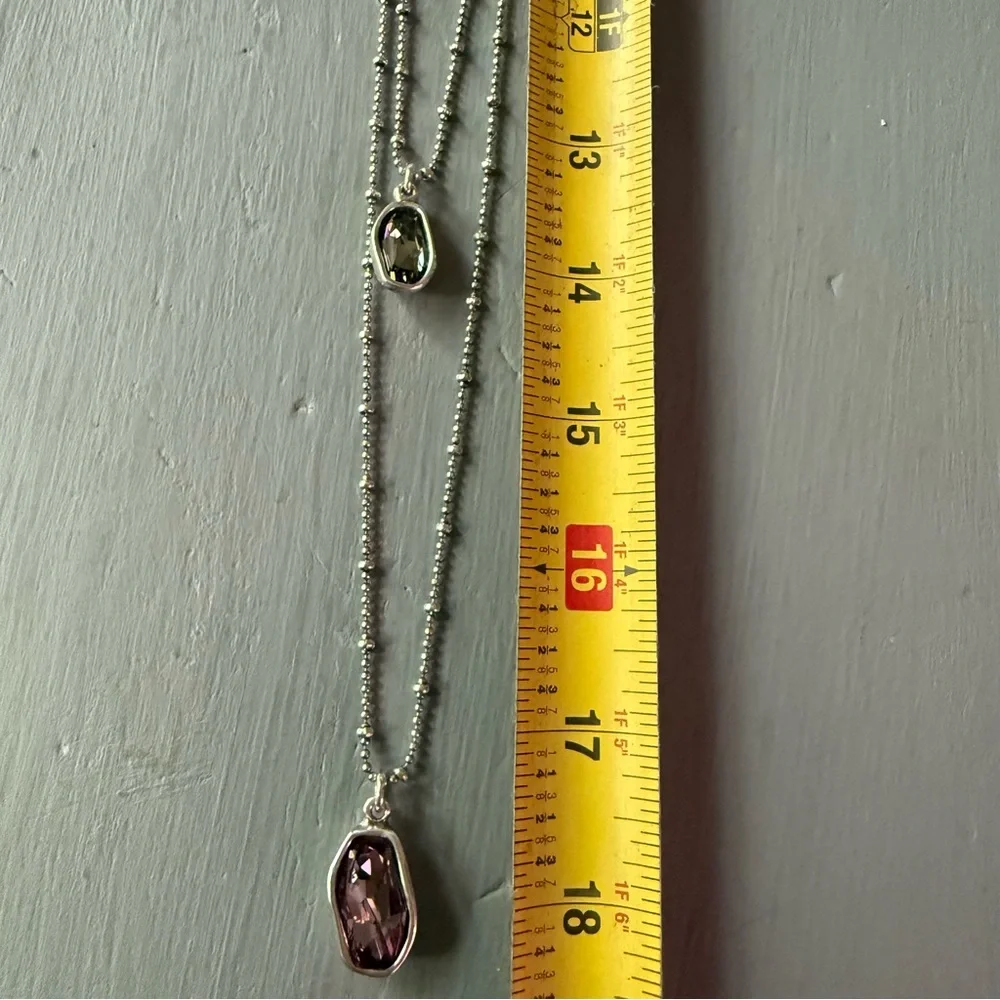 Uno de 50 Layered Double Strand Crystal Pendant Necklace - Picture 3 of 8